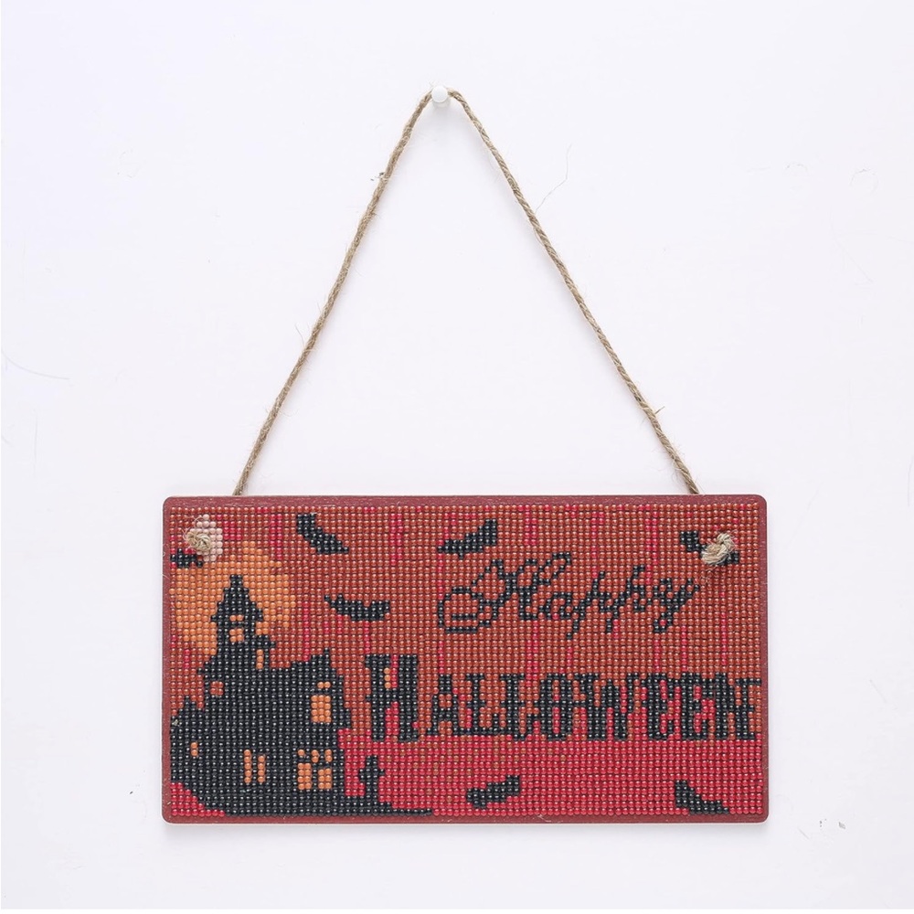 NWT DIY 5D Castlebag Hanging Diamond Painting Kits - Happy Halloween modern sign